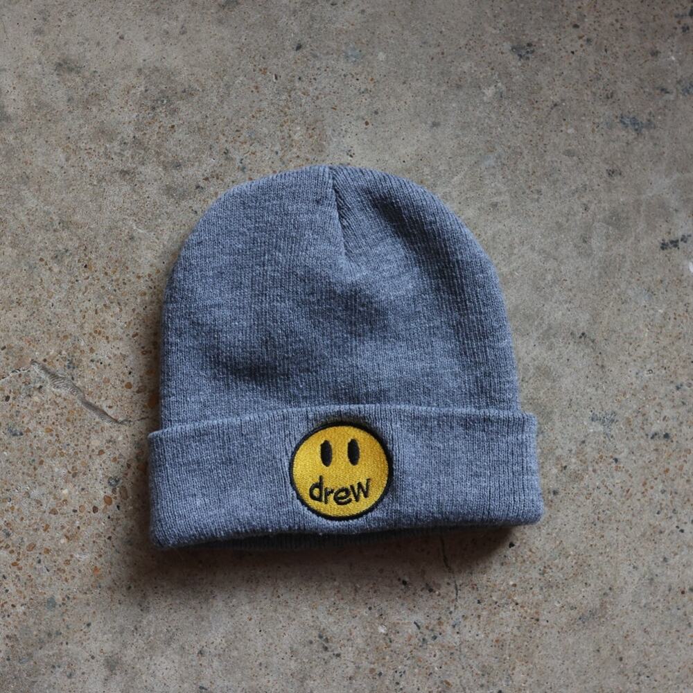 Drew House Smiley Face Beanie Gray Justin Bieber Streetwear Hat